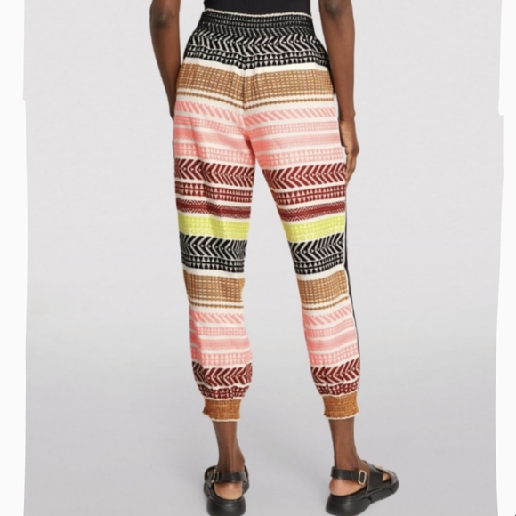 alice + olivia Courtney Pants Jogger Embroidered Cotton High Waist Multi M NWT - Picture 9 of 16